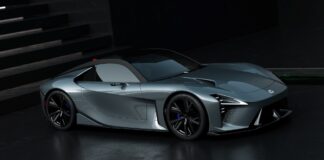 Dynamic angle of Lexus Supercar Concept captured under controlled lighting for official media release