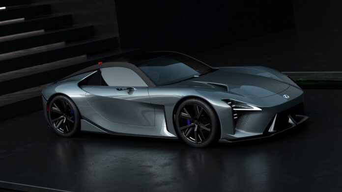 Dynamic angle of Lexus Supercar Concept captured under controlled lighting for official media release