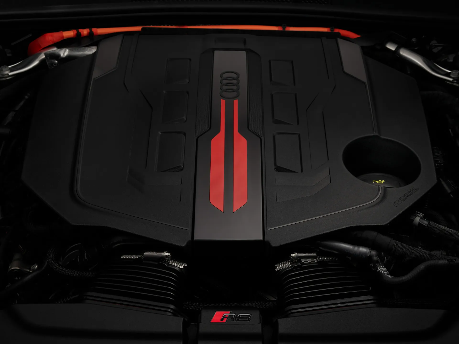 Audi RS5 Avant twin turbo V6 engine cover with RS badging