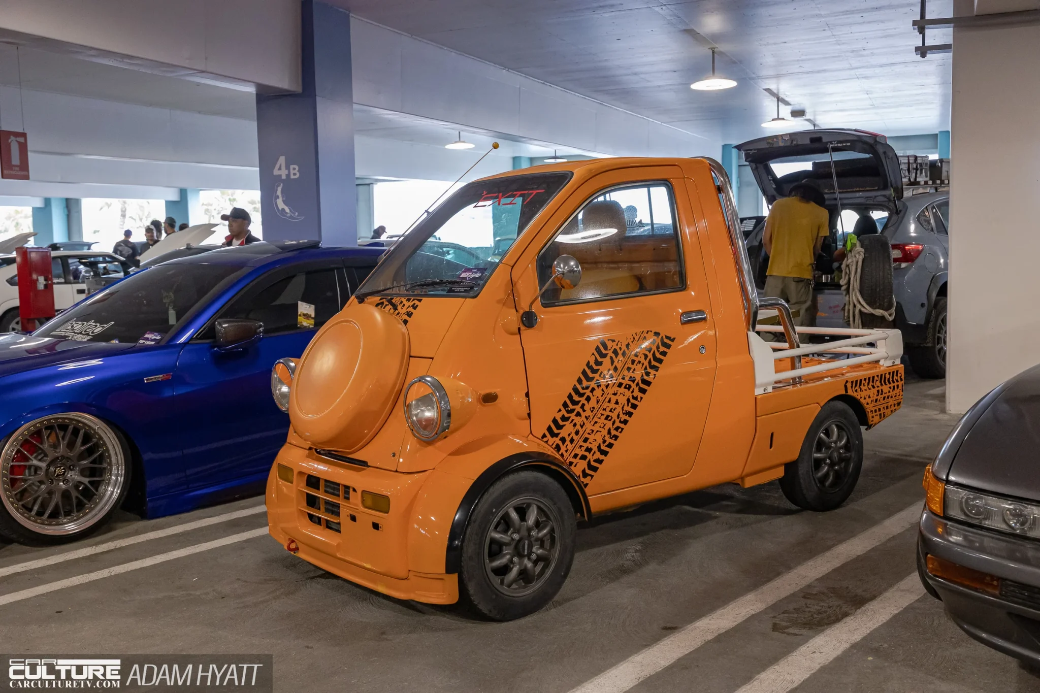 custom orange kei truck