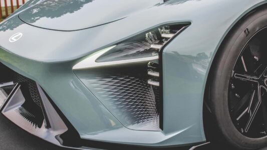 Photo by: Brian Silvestro / Motor1 Close-up of Lexus Supercar Concept front fascia with signature L-shaped LED lighting