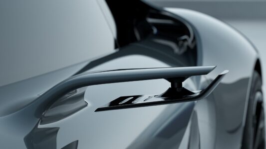Close-up of Lexus concept car’s side mirrors